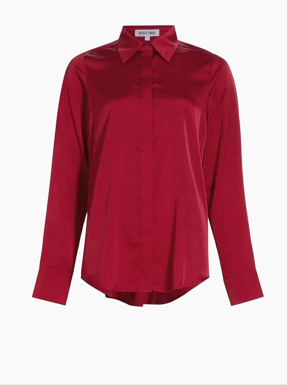 NWT Andrea Iyamah Vana Satin Button-Front Shirt Ruby Red XS US 4